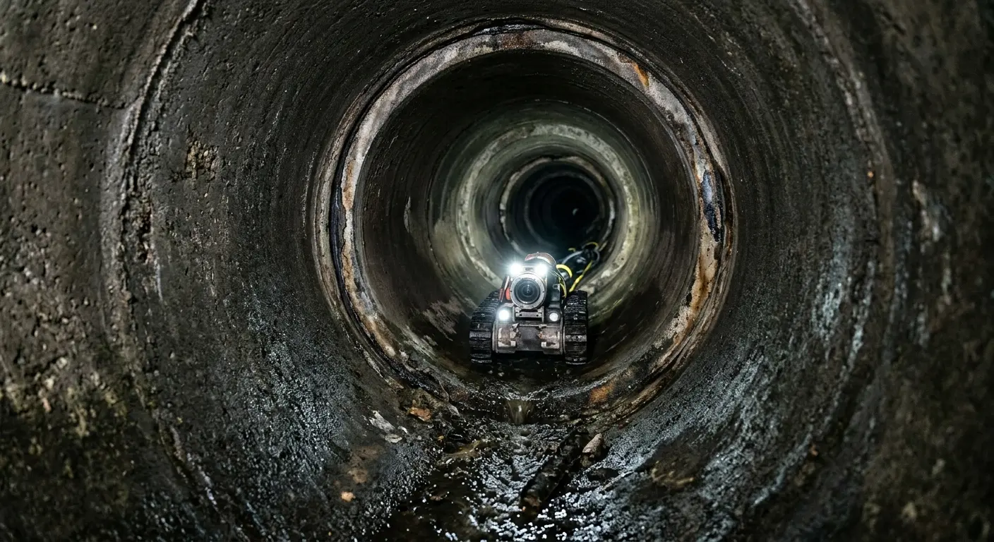 Robotic sewer camera inspecting pipe interior for Sewer Line Cleaning in Homer